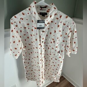 Eddie Bauer Baja Shirt White Classic Fit Bigfoot Print Cotton - Size Medium Tall
